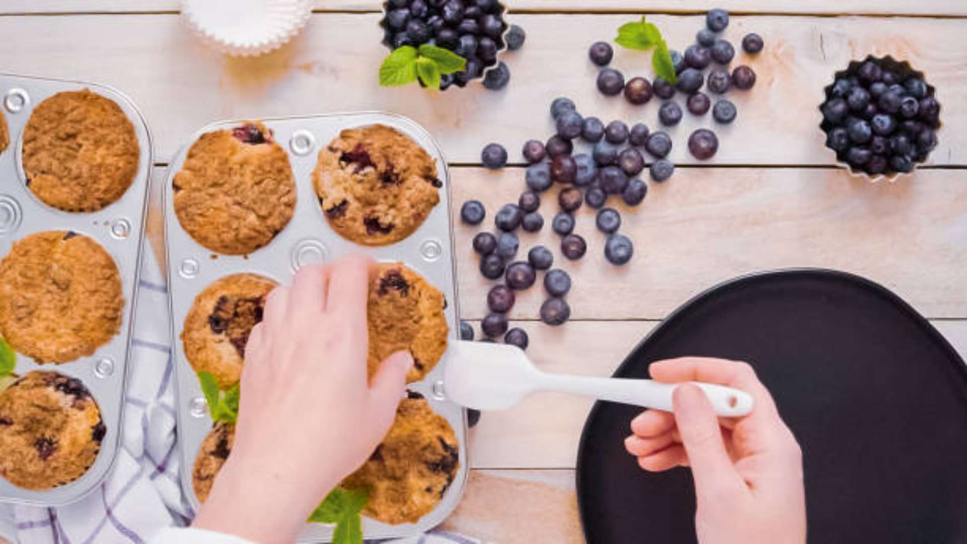 Protein-packed blueberry streusel fitness muffins with oats and egg whites.
