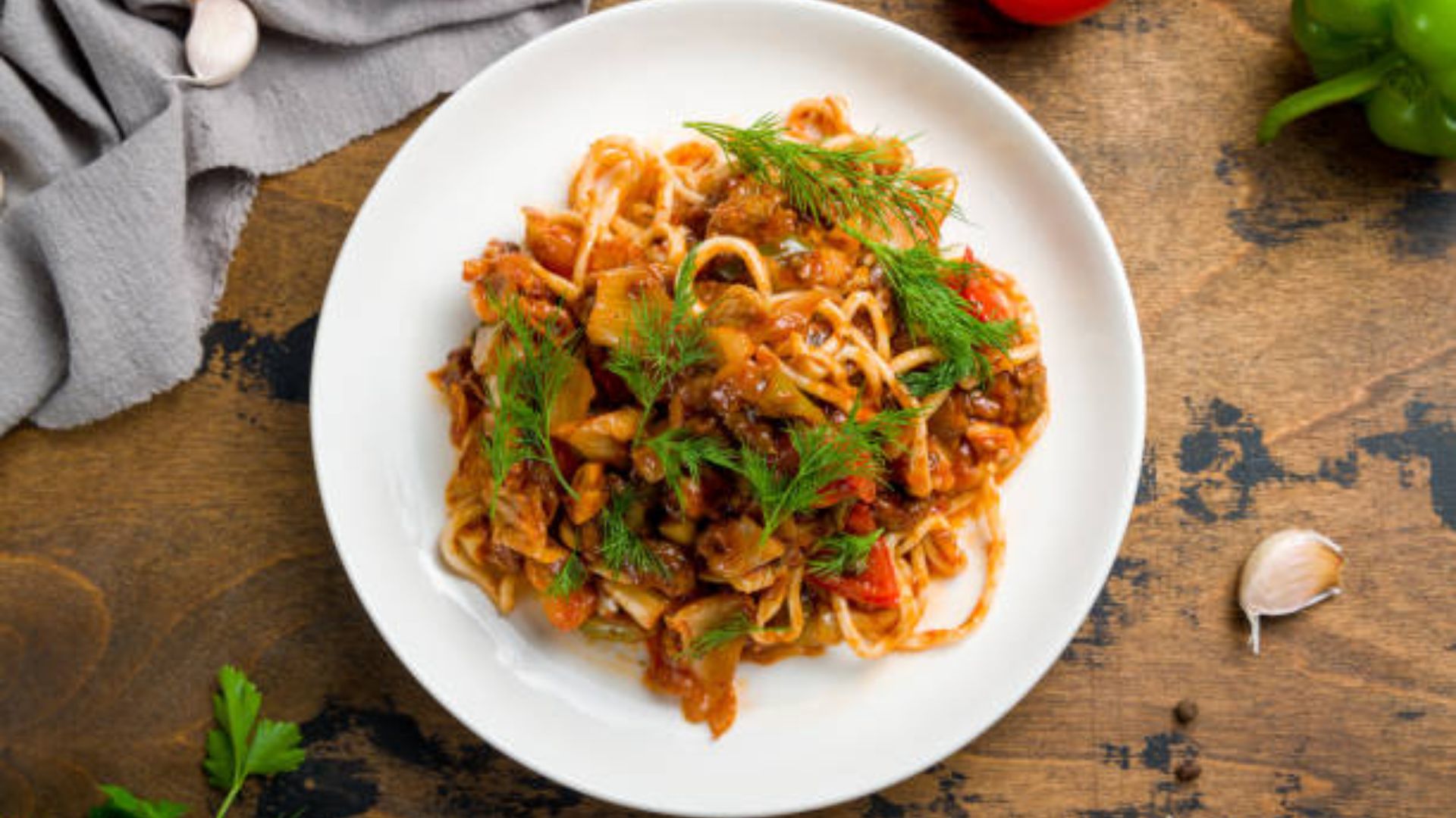 Beef Ragu served with zucchini noodles, a healthy pasta alternative.