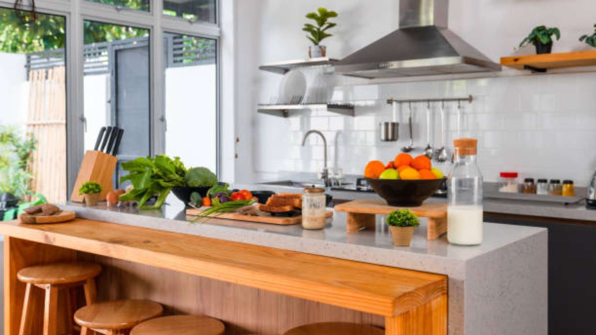 A clean, organized kitchen to promote a healthy lifestyle and wellness in 2026.