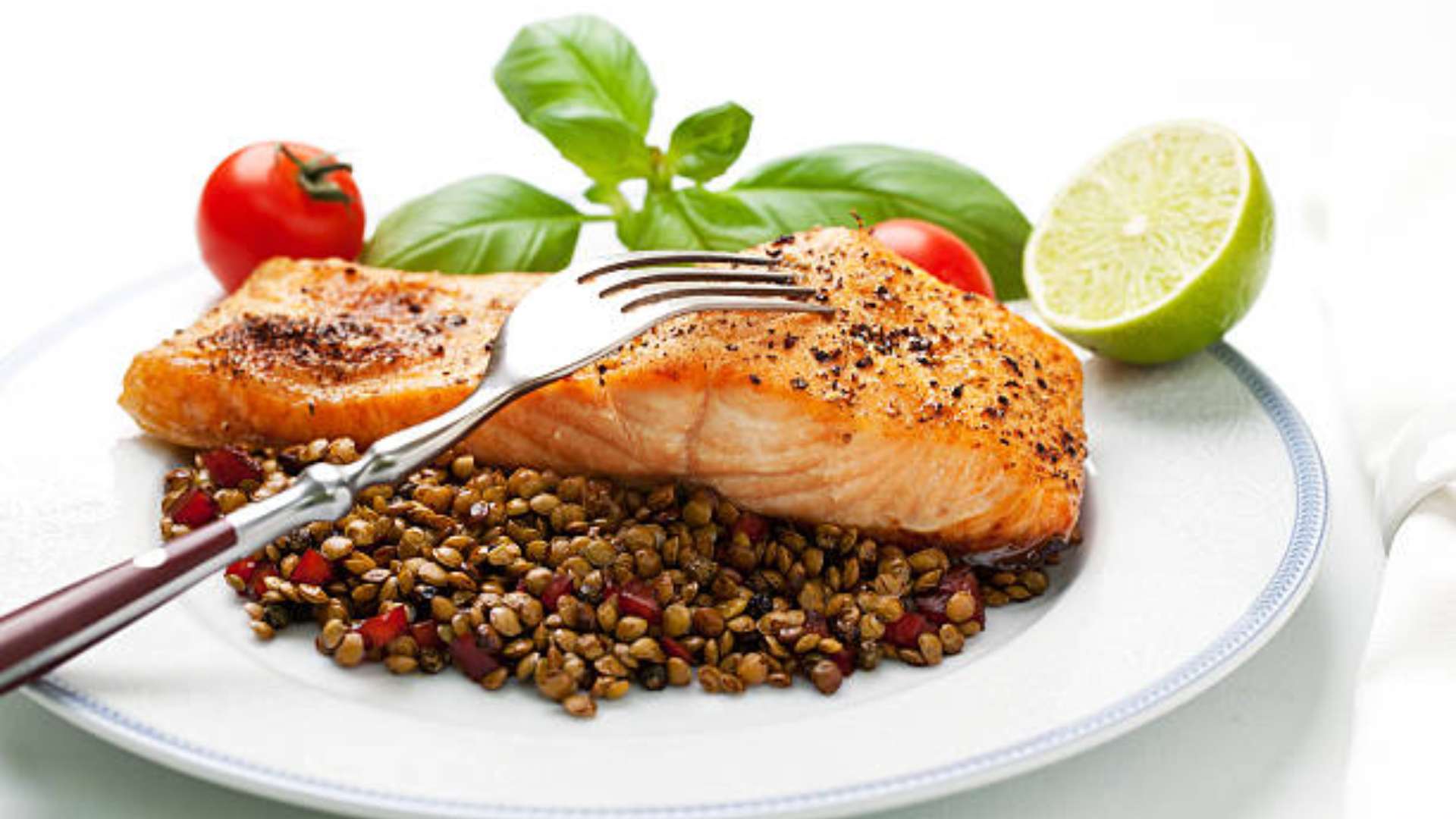 Healthy salmon and lentil packets ready to serve, a quick and nutritious meal.